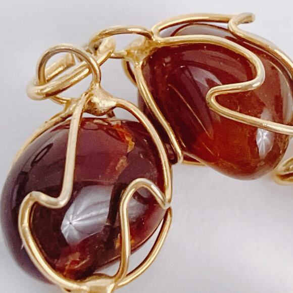 VTG Agate Quartz Gemstone Bracelet 1960s 1970s Artisan Gold Tone Wire Wrapped - Picture 5 of 13